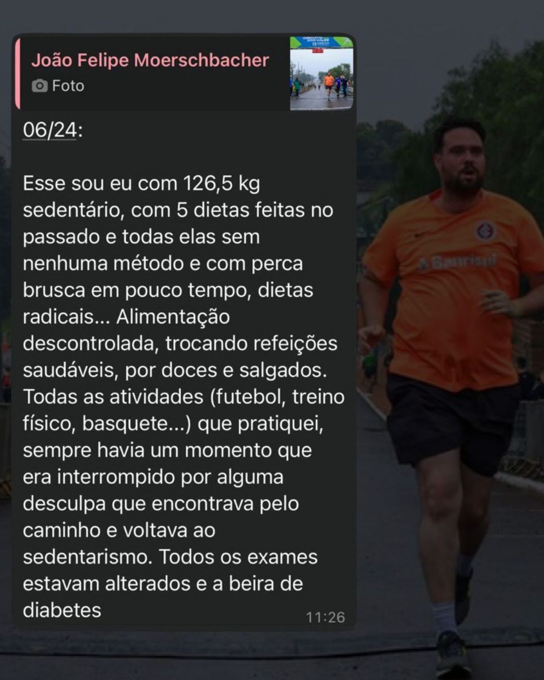 Print 1 do WhatsApp mostrando depoimento de João Felipe